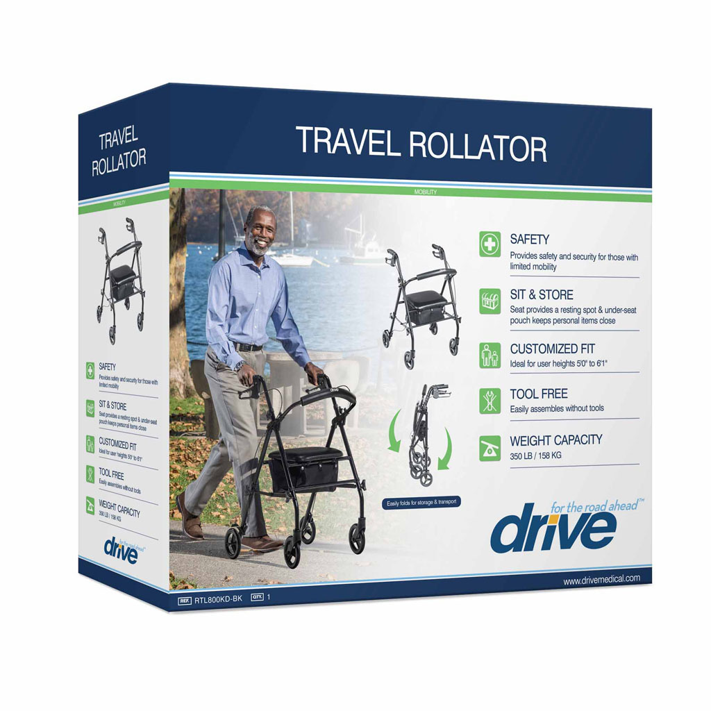 Travel Rollator, Black - Image 4